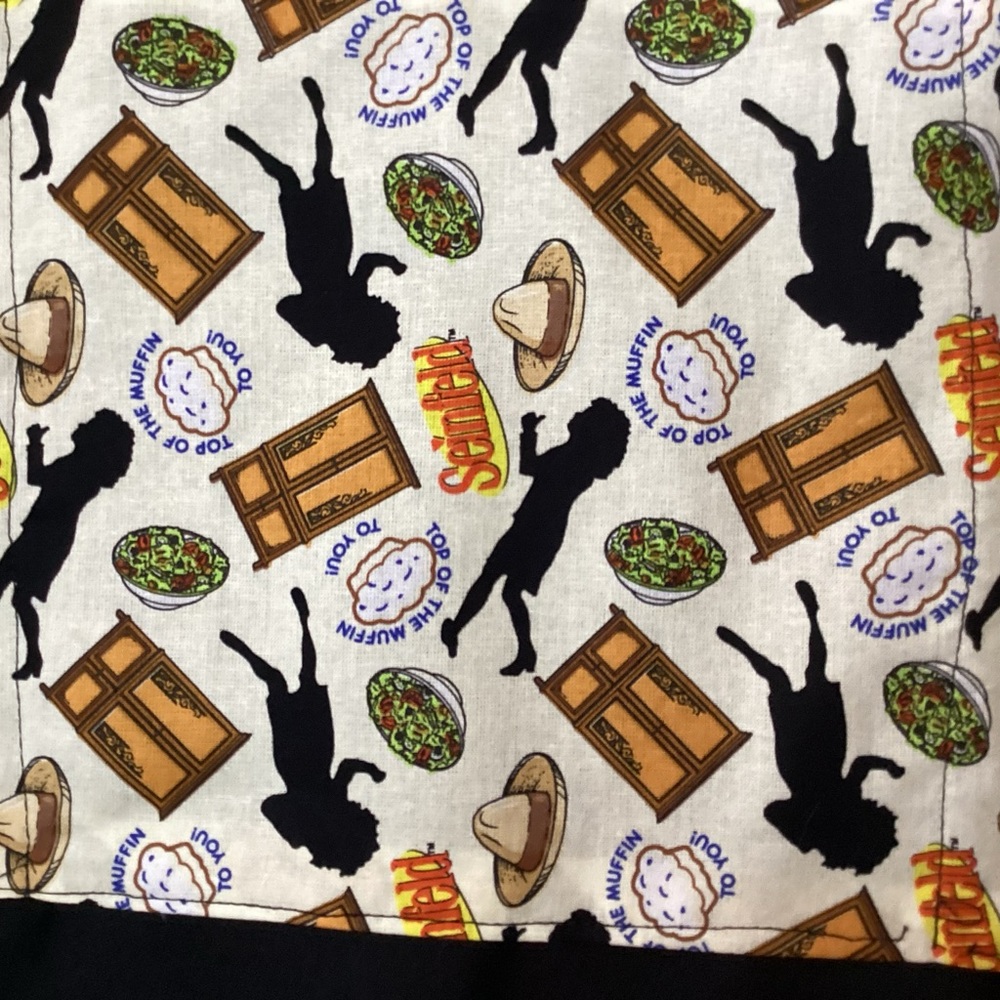 Seinfeld Waitress Server Waist Half Apron Black 3 Pockets & Tie Back Closure New
